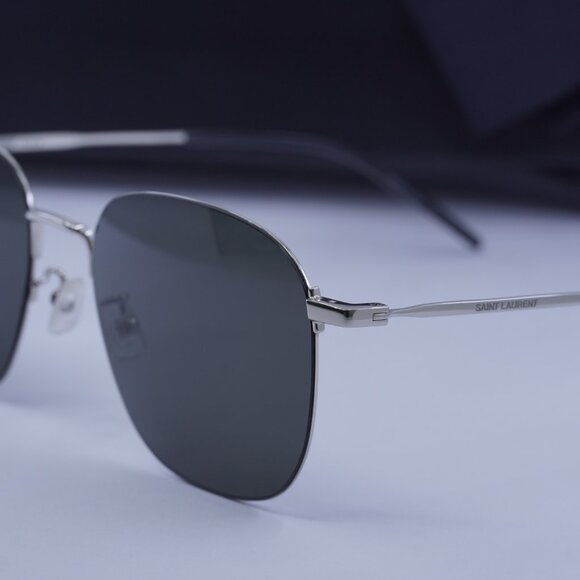 Saint Laurent SL388/K WIRE 001 Square Sunglasses - Silver/Grey - Picture 7 of 11